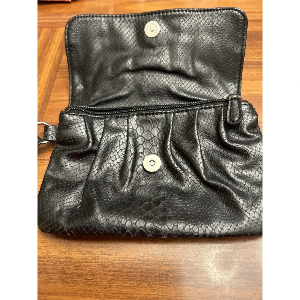 Vintage JL Black‎ Python Print Wristlet Wallet